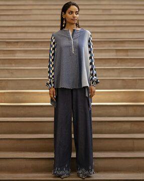 women geometric print tunic & palazzos set
