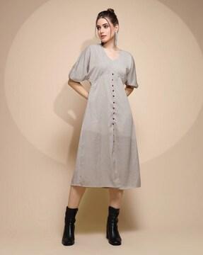 women geometric print v-neck a-line dress