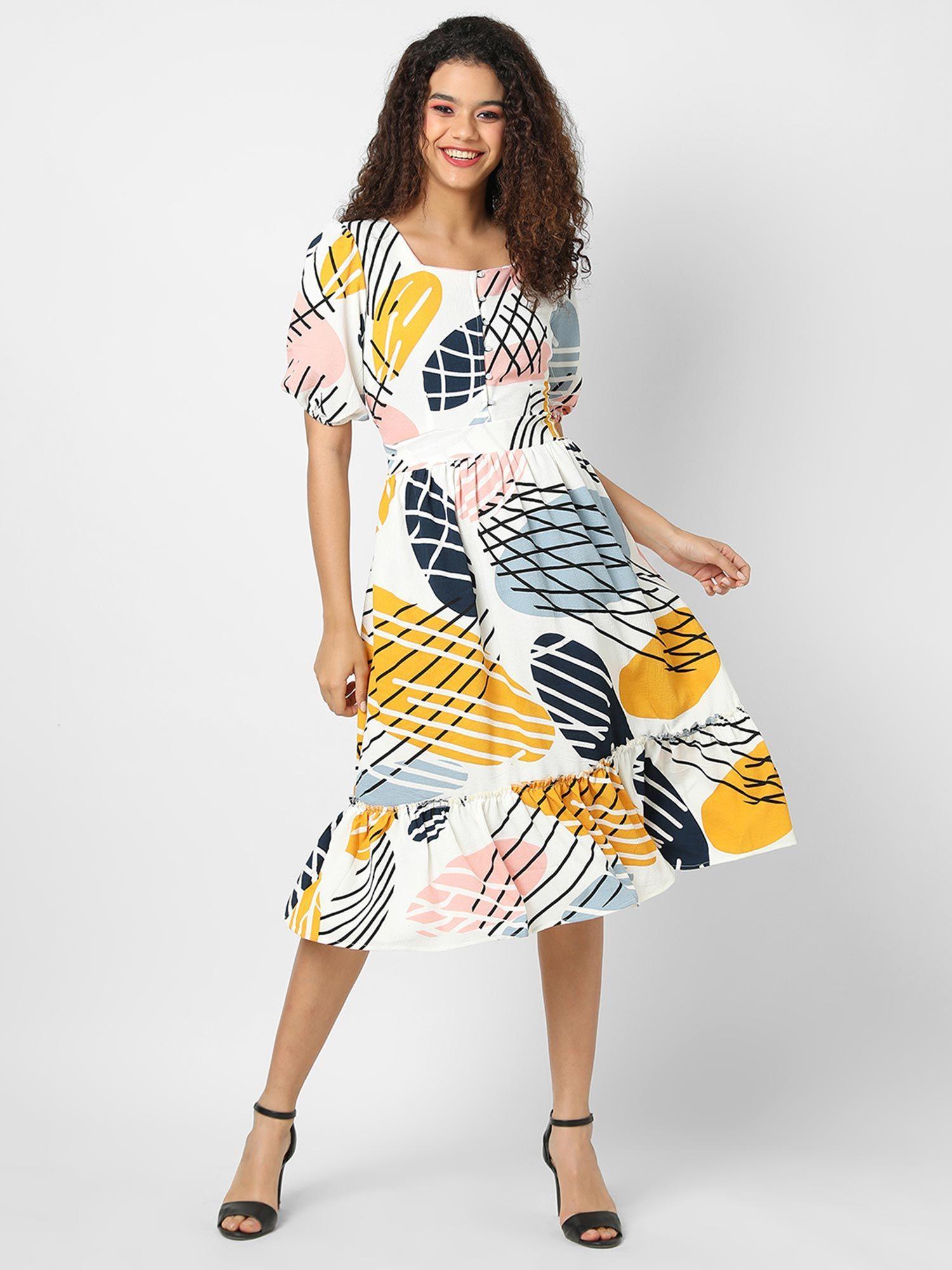 women geometric printed relaxed fit casual dresses