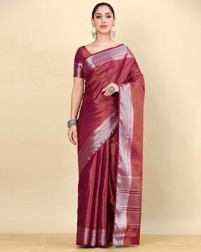 women geometric woven art silk saree