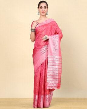 women geometric woven art silk saree