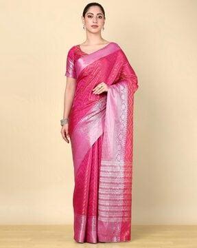 women geometric woven art silk saree