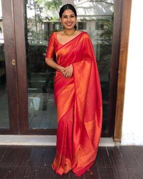 women geometric woven banarasi silk saree