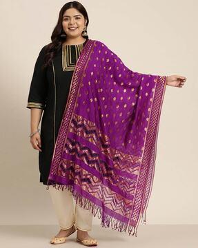 women geometric woven dupatta with tassels