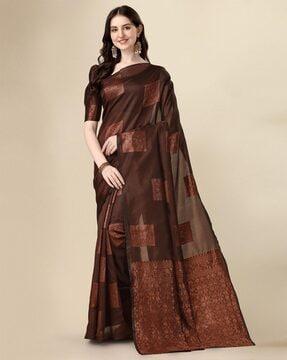 women geometric woven jacquard saree