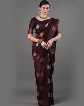 women geometric woven kanjeevaram silk saree