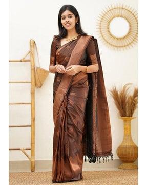 women geometric woven soft silk saree