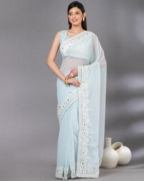 women georgette saree with contrast border