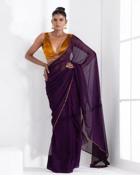 women georgette saree with lace border