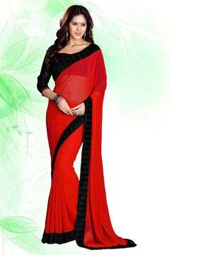 women georgette saree with patch border