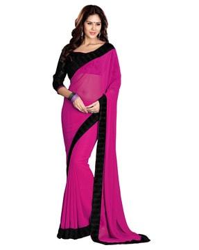 women georgette saree with patch border