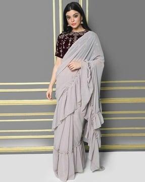 women georgette saree with ruffles