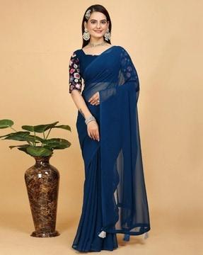 women georgette saree with tassels