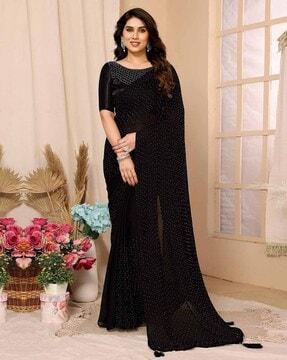 women georgette saree with tassels