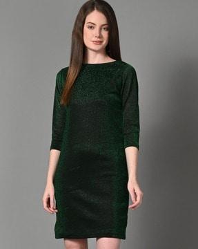 women glitter sheath dress with bracelet sleeves