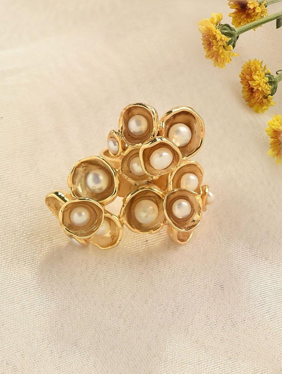 women gold adjustable gold plated brass rings