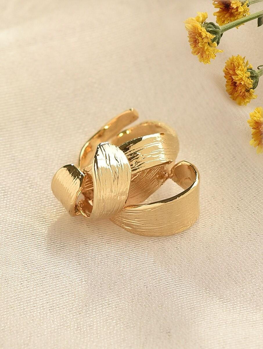 women gold adjustable gold plated brass rings