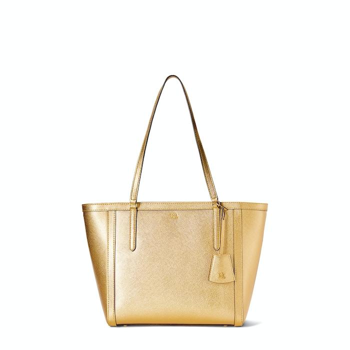 women gold crosshatch leather medium clare tote bag