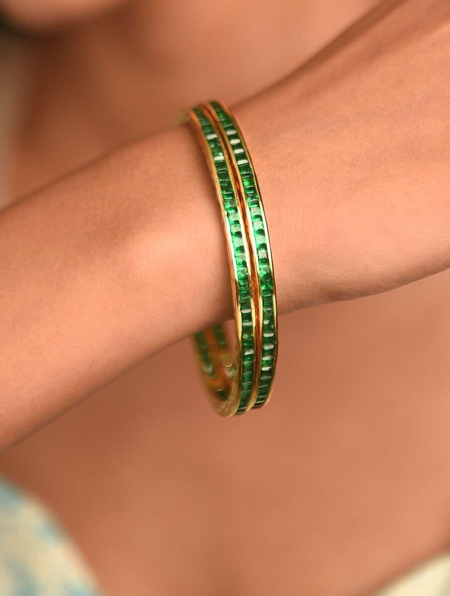 women gold fixed brass bangles