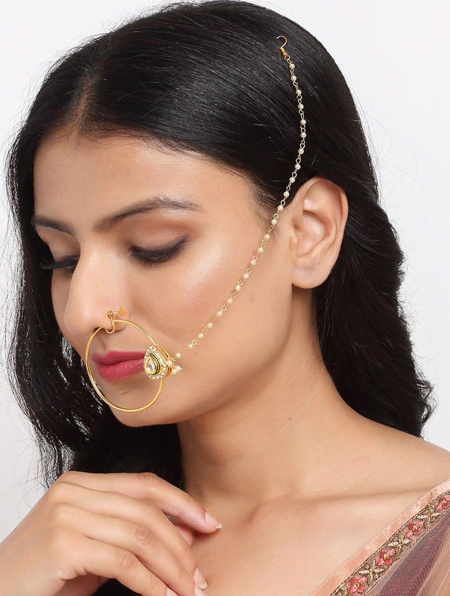 women gold insert none alloy nose pin