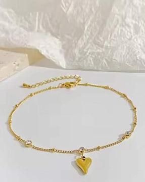 women gold-plated anklet with heart charm