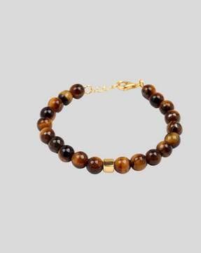 women gold-plated beaded bracelet with lobster closure