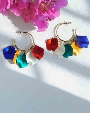 women gold-plated beaded hoop earrings