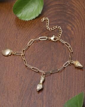 women gold-plated chain bracelet with charms