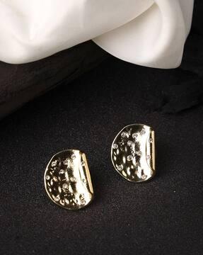 women gold-plated contemporary stud earrings