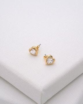 women gold-plated crystal studded stud earrings