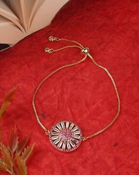 women gold-plated cubic zirconia stone bracelet