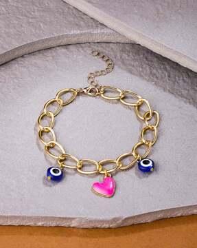 women gold-plated evil eye adjustable bracelet