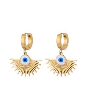 women gold-plated evil-eye drop earrings