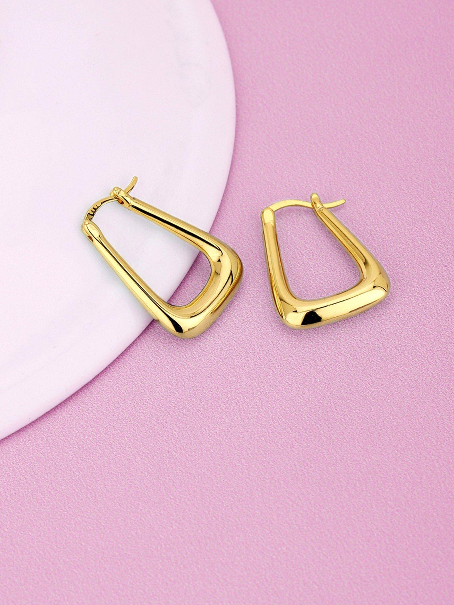 women gold plated fancy hoop earring