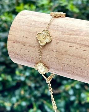 women gold-plated floral bracelet