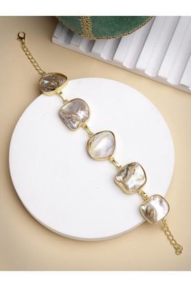 women gold-plated handcrafted mother of pearl link bracelet