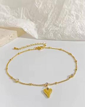 women gold-plated heart anklet