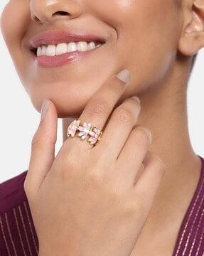 women gold-plated lotus adjustable ring