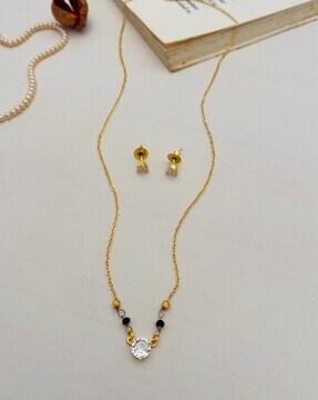 women gold-plated mangalsutra & earrings set