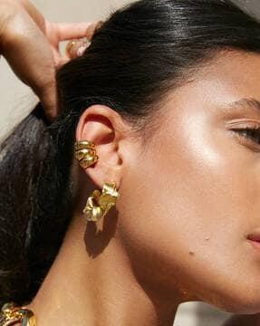 women gold-plated mini flow hoop earrings