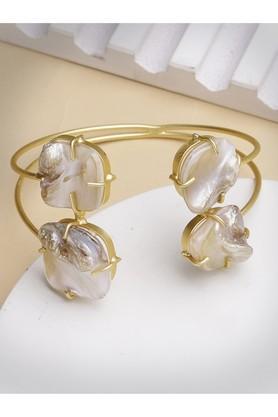 women gold-plated mother of pearl handcrafted cuff bracelet