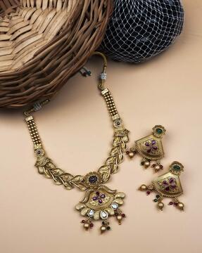 women gold-plated necklace & earrings set