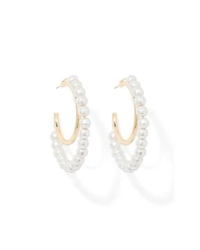 women gold-plated pearl hoop earrings