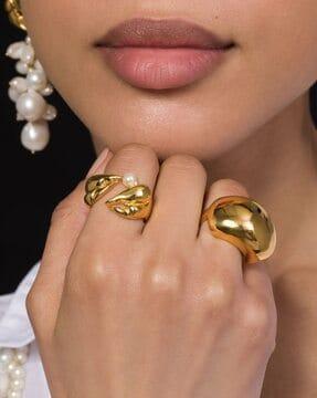 women gold-plated pearl ring