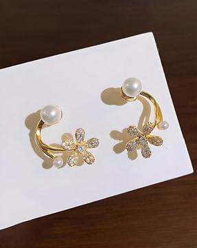 women gold-plated pearl studs