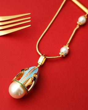 women gold-plated pendent with earrings & ring
