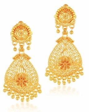 women gold-plated screw back jhumka earrings