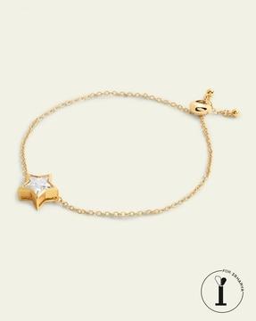 women gold-plated star link bracelet