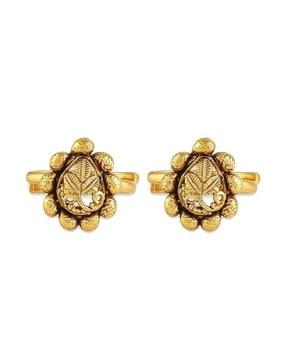 women gold-plated stone-studded adjustable toe-rings