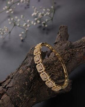 women gold-plated stone-studded bracelet